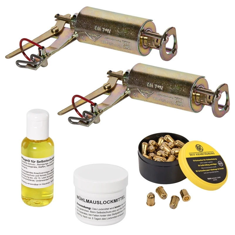 2x Kieferle W2 Wühlmausschussfalle + 50x Kartuschen + Lockmittel + Öl 3 2x Kieferle W2 Wühlmausschussfalle + 50x Kartuschen + Lockmittel + Öl