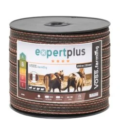 VOSS.farming Weidezaunband 200 M/20 Mm, 2x0,3 Kupfer + 4x0,3 Niro, Braun-orange