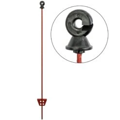 30x VOSS.farming Weidezaunpfahl 105 Cm, Oval, Schwarzer Ringisolator