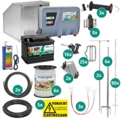 VOSS.farming Weidezaun-Starterset Für Pferde/Ponys, 12 Volt Auf 400 Meter, Drei Reihen, Ein Tor -Optimal Ranchzaun Geschäft 45722 01 voss farming weidezaun starterset fuer pferde ponys 12 volt auf 400 meter drei reihen ein tor