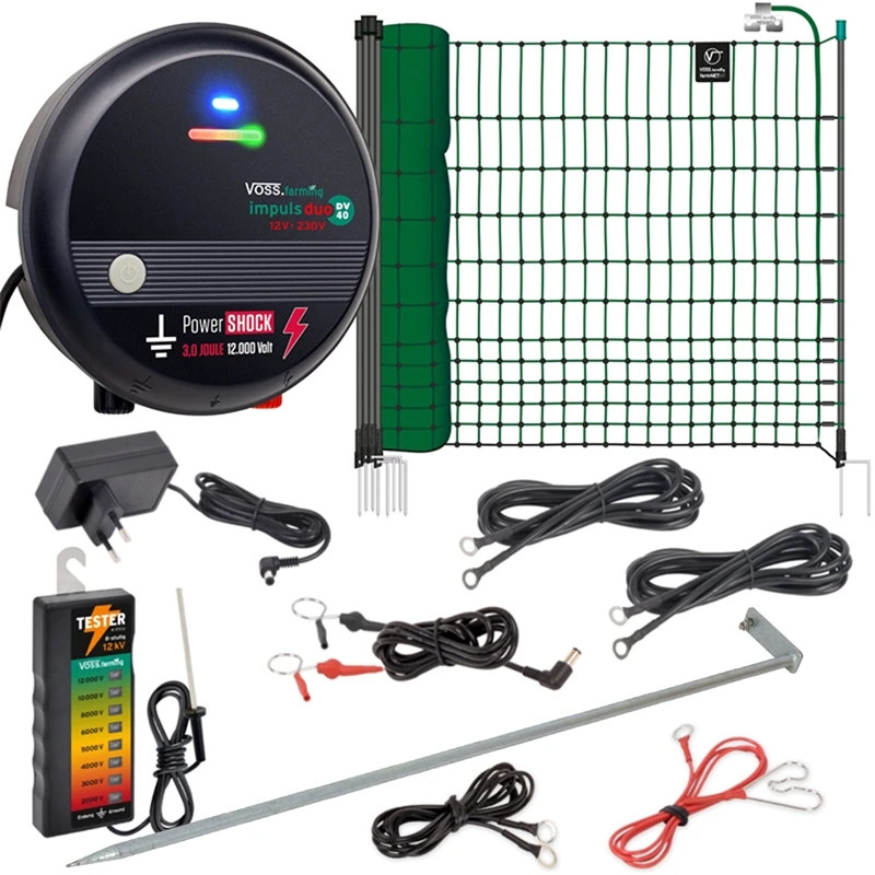 VOSS.farming Geflügelzaun Komplett Set: 50m Netz & 12V-230V Weidezaungerät 3 VOSS.farming Geflügelzaun Komplett Set: 50m Netz & 12V-230V Weidezaungerät