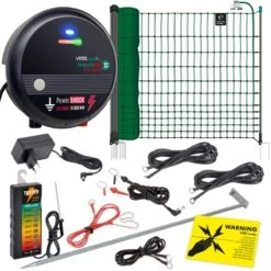 VOSS.farming Geflügelnetz Komplett Set: 25m Netz & 12-230V-Weidezaungerät