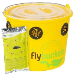 SET: Flybuckets Fliegenfalle + Lockmittel 240g - Fliegenschutz Für Stall & Weide
