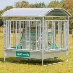 VOSS.farming Pferde-Heuraufe Spar-Set Mit Dach Und Fressgitter + Futtersparnetz + Rahmen