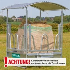 VOSS.farming Viereckraufe, Heuraufe Mit Dach Und Palisadenfressgitter, Höhenverstellbar -Optimal Ranchzaun Geschäft 503904 voss farming viereckraufe platz fuer heuballen