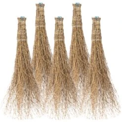 5x VOSS.farming Bambusbesen, Reisigbesen, Stallbesen Mit Kunststoff-Stielaufnahme