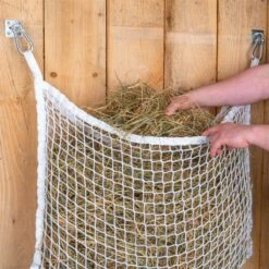 VOSS.farming Rechteckiges Heunetz, Heunetztasche 160 X 100cm, Maschenweite 3 X 3cm -Optimal Ranchzaun Geschäft 504529 voss farming heunetz weiss mit grosser oeffnung