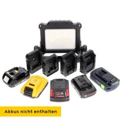 LED Akku-Strahler Mit Adapter - Baustrahler, Multi Akku Arbeitsleuchte, 20W, 2500lm -Optimal Ranchzaun Geschäft 510550 multi akku arbeitsleuchte 20w 2500lm 9