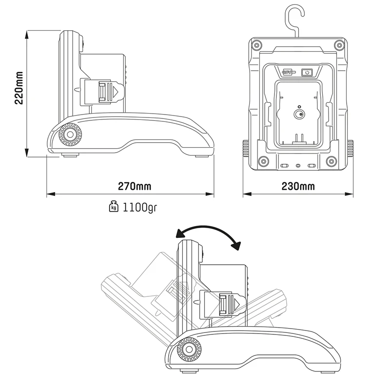 LED-Baustrahler Mit Adapter Für Marken-Akkus - Multi Akku Arbeitsleuchte, 20W, 2900lm 10 LED-Baustrahler Mit Adapter Für Marken-Akkus - Multi Akku Arbeitsleuchte, 20W, 2900lm – Bild 8