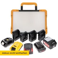 LED Baustrahler - Akku Strahler Mit Adapter, Multi Akku Arbeitsleuchte, 40W, 5500lm -Optimal Ranchzaun Geschäft 510560 multi akku arbeitsleuchte 40w 5500lm 9