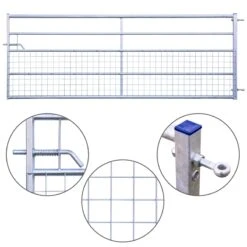 VOSS.farming Weidetor Mit Gitter, Starres Weidezauntor, 244 Cm, 115 Cm Hoch