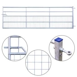 VOSS.farming Weidetor Mit Gitter, Starres Weidezauntor, 366 Cm, 115 Cm Hoch