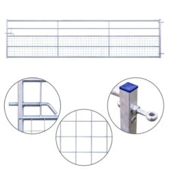 VOSS.farming Weidetor Mit Gitter, Starres Weidezauntor, 457,5 Cm, 115 Cm Hoch