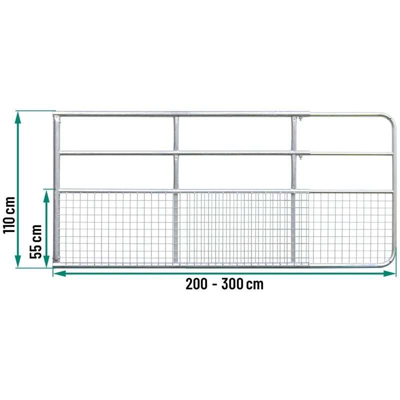 VOSS.farming Weidetor Verstellbar 200 - 300 Cm, Mit Gitter, 110 Cm Hoch, Verzinkt 4 VOSS.farming Weidetor Verstellbar 200 - 300 Cm, Mit Gitter, 110 Cm Hoch, Verzinkt – Bild 2