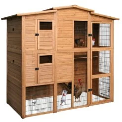 Hühnerstall, Hühnerhaus Inkl. Legenester + Sitzstangen + Gehege, 222 X 115 X 200cm