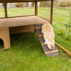 Freilaufgehege Für Kaninchen, Nager, Hühner Und Kleintiere, 220 X 115 X 75cm -Optimal Ranchzaun Geschäft 559207 freilaufgehege mit plastikdach treppe zur aussichtsplattform