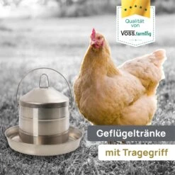 Edelstahl Geflügeltränke Mit Griff, Wassertränke Für Hühner Und Geflügel -Optimal Ranchzaun Geschäft 560437 4 edelstahl gefluegeltraenke 8 liter