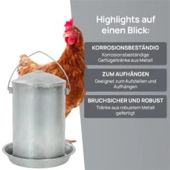 Geflügeltränke Doppelwandig Mit Griff, Wassertränke Hühner Und Geflügel -Optimal Ranchzaun Geschäft 560442 5 metall gefluegeltraenke 7 liter doppelwandig