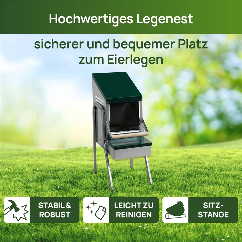 Hühner Legenest Mit Sitzstange Und Standfuß - Abrollnest Zum Aufstellen 4 Hühner Legenest Mit Sitzstange Und Standfuß - Abrollnest Zum Aufstellen – Bild 2