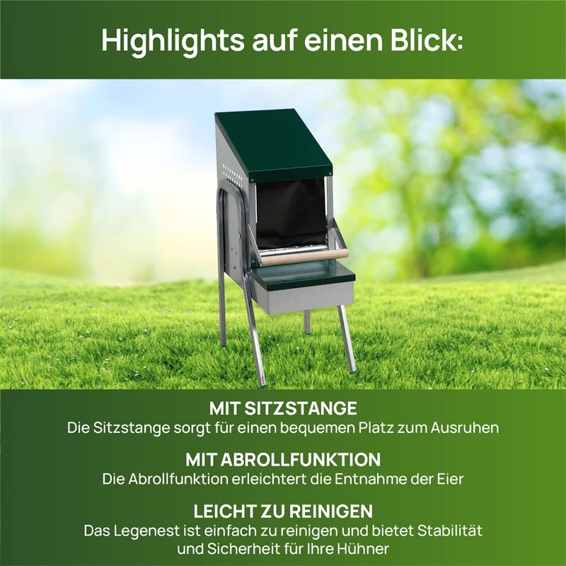 Hühner Legenest Mit Sitzstange Und Standfuß - Abrollnest Zum Aufstellen 7 Hühner Legenest Mit Sitzstange Und Standfuß - Abrollnest Zum Aufstellen – Bild 5