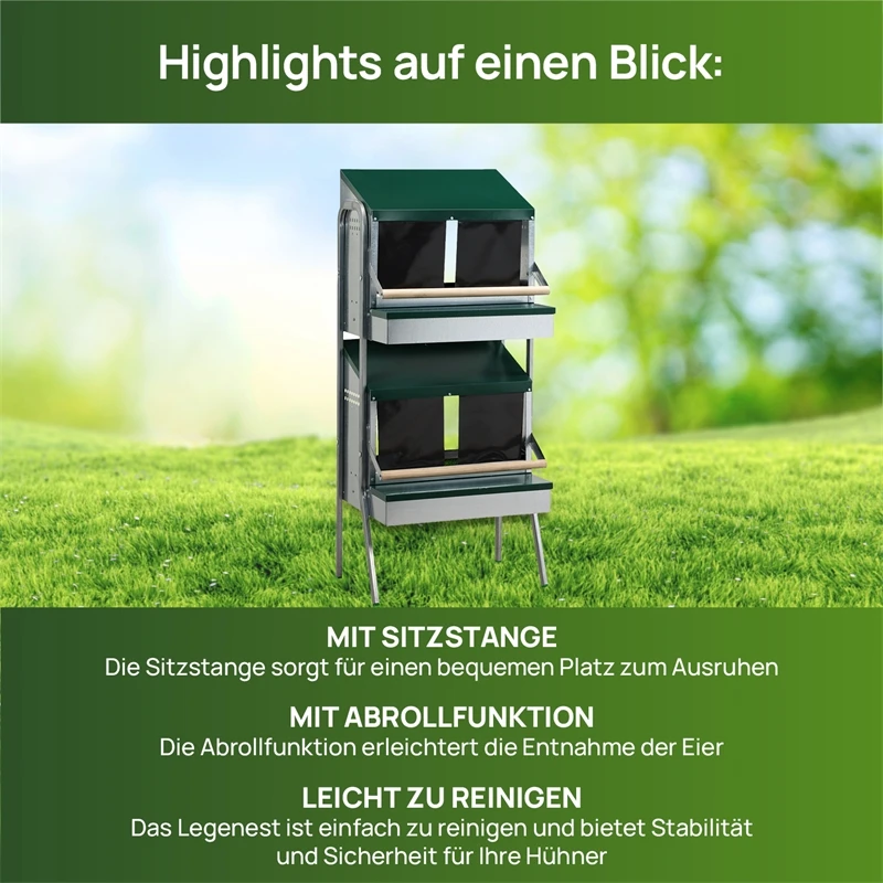 Hühner Abrollnest Mit Sitzstange Im Doppelständer - Etagen Legenest Zum Aufstellen 7 Hühner Abrollnest Mit Sitzstange Im Doppelständer - Etagen Legenest Zum Aufstellen – Bild 5