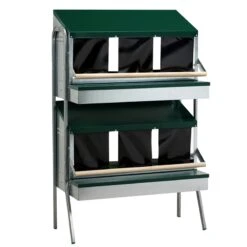 Hühner Abrollnest Mit Sitzstange Im Doppelständer - Etagen Legenest Zum Aufstellen