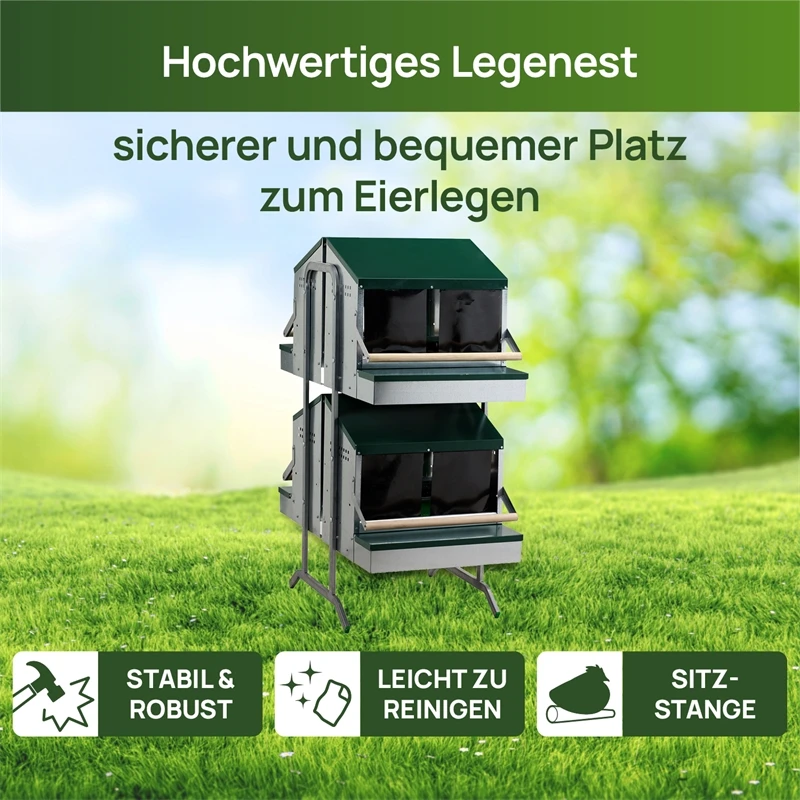 Legenester Für Hühner - Doppelseitiges Abrollnest Auf Zwei Etagen Mit Standfuß 4 Legenester Für Hühner - Doppelseitiges Abrollnest Auf Zwei Etagen Mit Standfuß – Bild 2