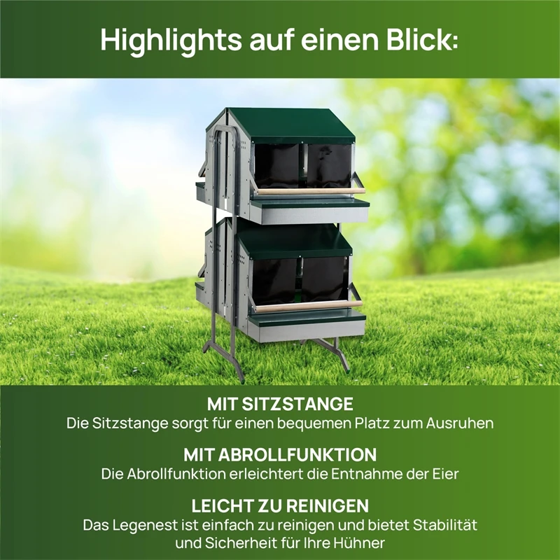 Legenester Für Hühner - Doppelseitiges Abrollnest Auf Zwei Etagen Mit Standfuß 7 Legenester Für Hühner - Doppelseitiges Abrollnest Auf Zwei Etagen Mit Standfuß – Bild 5
