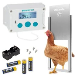 SET VOSS.farming Poultry Kit - Automatische Hühnertür, Hühnerklappe 220 X 330mm