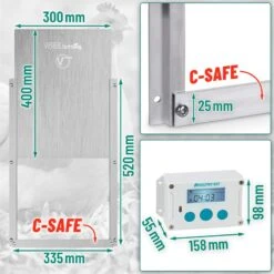SET VOSS.farming Poultry Kit - Automatische Hühnertür, Hühnerklappe 300 X 400mm -Optimal Ranchzaun Geschäft 561813 voss farming set poultry kit huehnertuer 300x400mm abmessungen