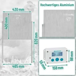 SET VOSS.farming Poultry Kit - Automatische Hühnertür, Hühnerklappe 430 X 400mm -Optimal Ranchzaun Geschäft 561814 voss farming set poultry kit huehnertuer 400x430mm abmessungen