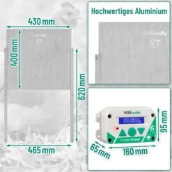 SET VOSS.farming „ChickenFriend“ Automatische Hühnerklappe + Tür 430x400mm + Solar Akku Set -Optimal Ranchzaun Geschäft 561832 voss farming set chickenfriend huehnertuer 400x430mm solar abmessungen