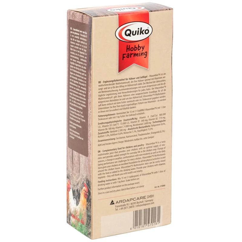 Quiko Hobby Farming Vitacombex-H - Multivitaminsaft Für Hühner Und Geflügel, 500ml 4 Quiko Hobby Farming Vitacombex-H - Multivitaminsaft Für Hühner Und Geflügel, 500ml – Bild 2
