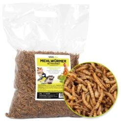 VOSS.vital "Mehlwürmer" Getrocknet, Leckerbissen Mit Hohem Proteingehalt, 1kg