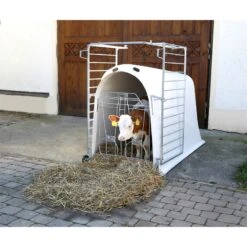 KERBL "CalfHouse Master Plus", Kälberiglu Mit Leichter Umzäunung -Optimal Ranchzaun Geschäft 580100 03 uv bestaendig fressoeffnungen vertikalstreben flex schiene calfhouse