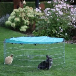 Freigehege Ø143cm, 8x 57x56cm, Kaninchen, Meerschweinchen, Hühner, Küken -Optimal Ranchzaun Geschäft 590100 freigehege verzinkt inklusive abdeckung sonnenschutz