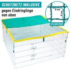 VOSS.pet Kleintiergehege 111x111x65cm Für Kaninchen, Meerschweinchen - Mit Sonnenschutz -Optimal Ranchzaun Geschäft 590110 voss pet freilaufgehege inklusive schutznetz