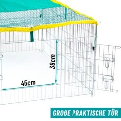 VOSS.pet Kleintiergehege 111x111x65cm Für Kaninchen, Meerschweinchen - Mit Sonnenschutz -Optimal Ranchzaun Geschäft 590110 voss pet freilaufgehege kleintierkaefig tuer