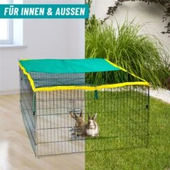 VOSS.pet Kleintiergehege 111x111x65cm Für Kaninchen, Meerschweinchen - Mit Sonnenschutz -Optimal Ranchzaun Geschäft 590110 voss pet freilaufgehege kleintierzaun innen und aussen