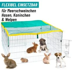 VOSS.pet Kleintiergehege 111x111x65cm Für Kaninchen, Meerschweinchen - Mit Sonnenschutz -Optimal Ranchzaun Geschäft 590110 voss pet kleintiergehege flexibel