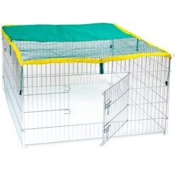 VOSS.pet Kleintiergehege 111x111x65cm Für Kaninchen, Meerschweinchen - Mit Sonnenschutz -Optimal Ranchzaun Geschäft 590110 vosspet kaefig kleintierkaefig innen aussen