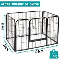 VOSS.pet Welpenauslauf XXL Mit Bodenwanne, Welpengitter, Kleintier Freilaufgehege 108x73x70cm -Optimal Ranchzaun Geschäft 590422 voss pet welpenauslauf xxl gesamtumfang 362cm