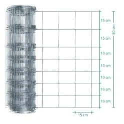 50m VOSS.farming Premium Wildzaun Komplettset 80/8/15 + Z-Profilpfosten + Schellen + Kappen + Erdtel -Optimal Ranchzaun Geschäft 68910 voss farming wildzaun knotengeflecht 80cm abmessungen 2