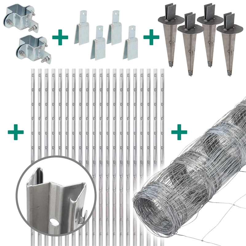 50m VOSS.farming Classic Wildzaun Komplettset 80/5/30 + Z-Profilpfosten + Schellen + Kappen + Erdtel 3 50m VOSS.farming Classic Wildzaun Komplettset 80/5/30 + Z-Profilpfosten + Schellen + Kappen + Erdtel