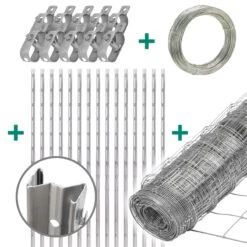 50m VOSS.farming Classic Wildzaun Komplettset 100/8/30 + Z-Profilpfosten + Spanndraht + Drahtspanner