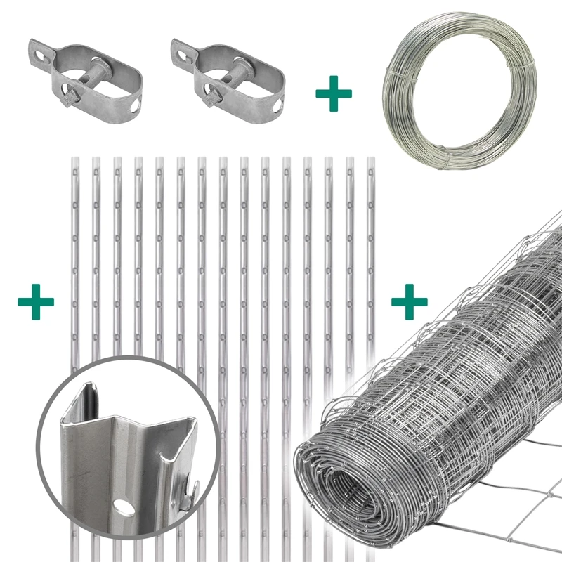 50m VOSS.farming Premium Wildzaun Komplettset 100/8/30 + Z-Profilpfosten + Spanndraht + Drahtspanner 3 50m VOSS.farming Premium Wildzaun Komplettset 100/8/30 + Z-Profilpfosten + Spanndraht + Drahtspanner