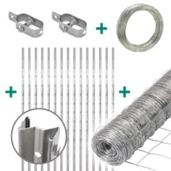 50m VOSS.farming Premium Wildzaun Komplettset 125/13/30 + Z-Profilpfosten + Spanndraht + Drahtspanne