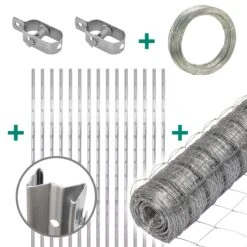 50m VOSS.farming Premium Wildzaun Komplettset 125/13/15 + Z-Profilpfosten + Spanndraht + Drahtspanne