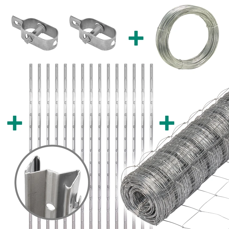 50m VOSS.farming Premium Wildzaun Komplettset 150/13/15 + Z-Profilpfosten + Spanndraht + Drahtspanne 3 50m VOSS.farming Premium Wildzaun Komplettset 150/13/15 + Z-Profilpfosten + Spanndraht + Drahtspanne