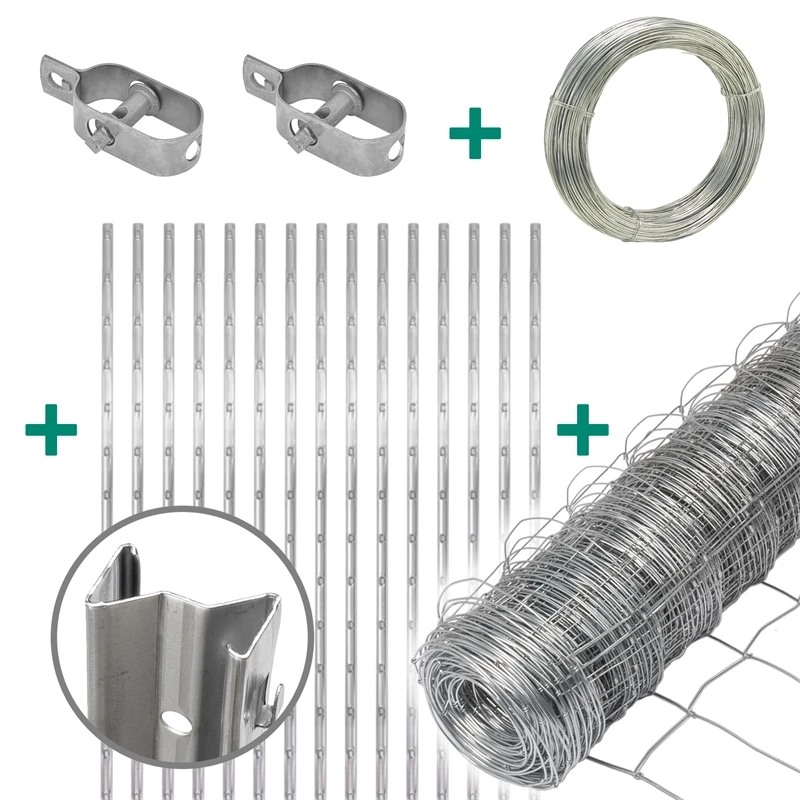 50m VOSS.farming Classic Wildzaun Komplettset 150/12/30 + Z-Profilpfosten + Spanndraht + Drahtspanne 3 50m VOSS.farming Classic Wildzaun Komplettset 150/12/30 + Z-Profilpfosten + Spanndraht + Drahtspanne